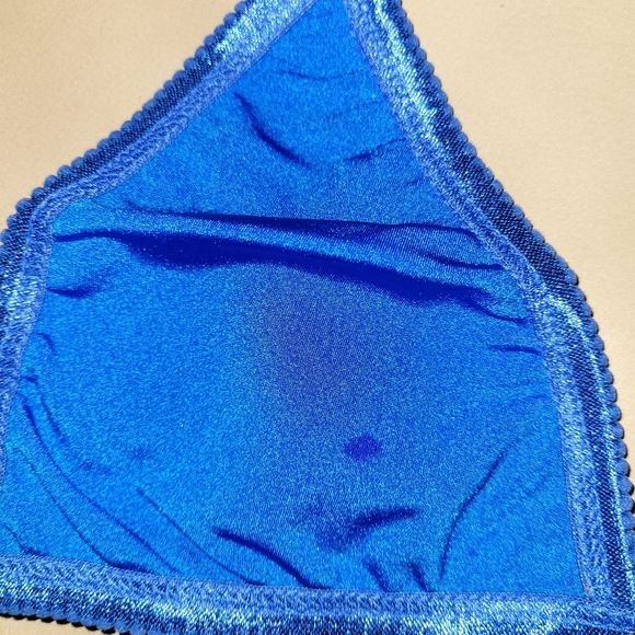 Handmade Metallic Blue & Silver Y-String Bikini - Picture 7 of 8